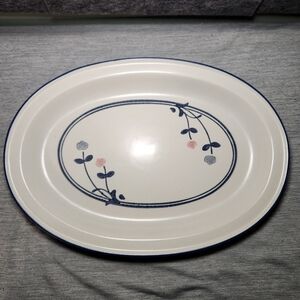 Pfaltzgraff Windsong Pattern Oval Serving Platter 14" #16  USA Blue Pink Flower